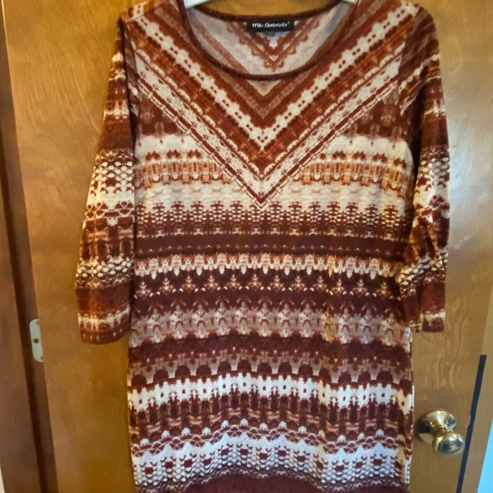 Brown and Cream Patterned Dress